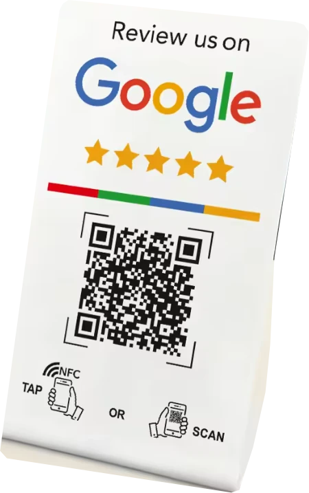 L-kujuline lauastend QR-koodiga, valge